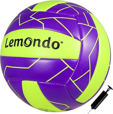 Волейбольний м'яч Lemondo Soft PU розмір 5 з помпою – вологостійкий, для пляжу, тренувань, залу та вулиці – комфортне зчеплення (з помпою)