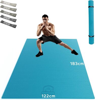 APBEAR Фітнес-мат для йоги XXL, антиковзкий, 213x152 см / 183x122 см, товщина 8 мм, високощільний зносостійкий ПВХ, гімнастичний килимок для спорту та фітнесу