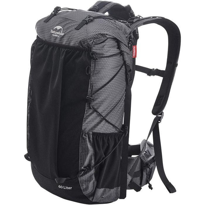 Туристичний рюкзак Naturehike Rock 60+5 л з внутрішнім каркасом, чорний, для походів, кемпінгу, подорожей