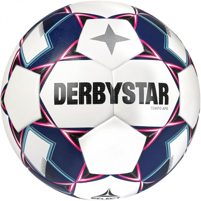 Футбольний м'яч Derbystar Tempo, розмір 5, біло-синьо-рожевий