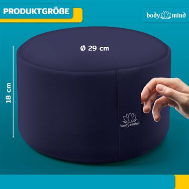 Йога-подушка Body & Mind® для медитації та сидіння; знімний чохол, дихаюча преміум-наповнювач, висота 18 см (Блакитний)