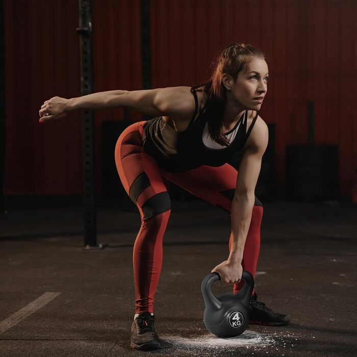 Kettlebell Relaxdays 16 кг, пластикова гиря для фітнесу, чорна, для жінок і чоловіків