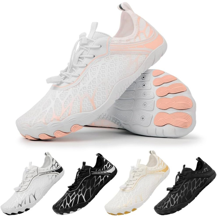 Чоловічі та жіночі аквашузи для плавання та серфінгу. Швидка сушка, дихаючі, для пляжу та басейну. Розміри 36-46, чорний/білий, рожевий/білий