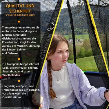 Дитячий батут Baunsal® для вулиці Ø 427 см, комплект, кольоровий, ігровий батут для дітей, садовий інвентар, FGIS