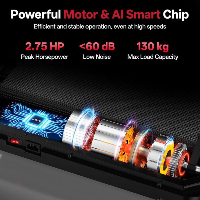Біговий тренажер JOROTO з нахилом 10%, складаний, до 12 км/год, LED-дисплей, Bluetooth, 2.75 HP, для дому та офісу, до 130 кг