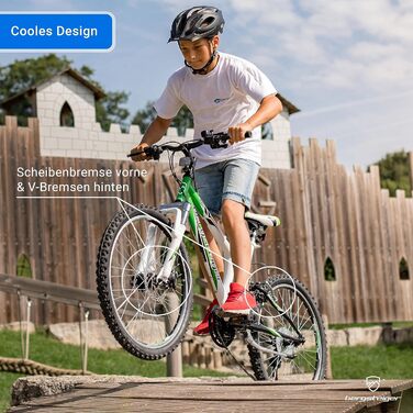 Дитячий велосипед Bergsteiger Montreal 20/24 дюймів, 18 швидкостей Shimano, гірський велосипед з повною амортизацією для хлопчиків і дівчат, від 6 до 13 років