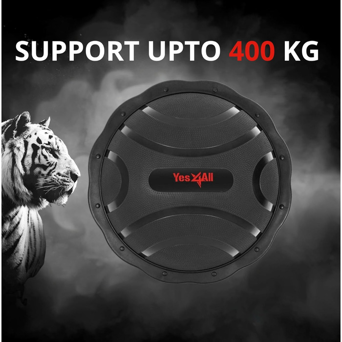 Yes4All Тренувальний баланс-бол Half Ball: Преміум баланс-тренажер, 60 см, неслизька поверхня, для йоги, фітнесу та силових тренувань. Чорний, преміум-версія