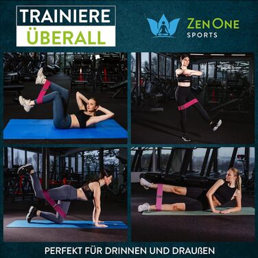 Гумові еластичні стрічки ZenOne Sports® для фітнесу - 6 рівнів опору, збірник вправ. Ідеально для кроссфіту, силових тренувань та розминки