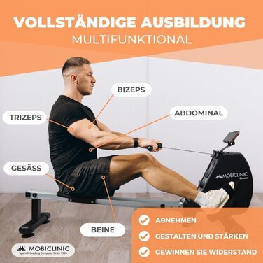 Гребний тренажер Mobiclinic RowFit, магнітний, 8 рівнів, безшумний, LCD, для дому, до 120 кг