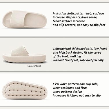 Шльопанці Badelatschen Cozislides: жіночі та чоловічі шльопанці для дому та пляжу, антиковзаючі, літні, Wolkenschuhe, 46/47 EU, бежеві