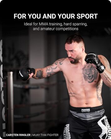 Рукавички боксерські Phantom Apex MMA | Професійні рукавички для спарингу, бою, боксу, фріфайту, чорні S/M