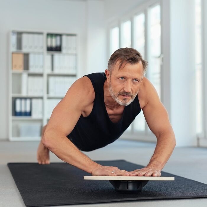 Дерев'яна баланс-дошка Relaxdays 8 x 40 см, Натуральний/Чорний