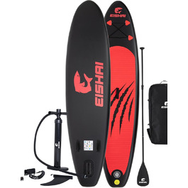 EISHAI надувна SUP-дошка Sharkbite 7-в-1 комплект: весло, страхувальний шнур, насос, ремкомплект, до 130 кг, компактна, для жінок і чоловіків, червона