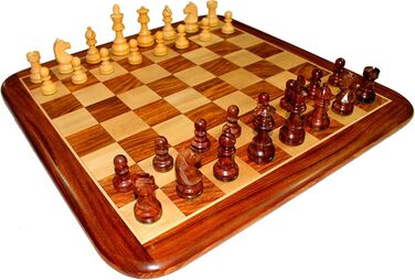 Шахова дошка StonKraft 53,3x53,3 см з акації з ручною роботою фігурами з дерева
