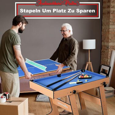 SereneLife 5-в-1 Мультифункціональний стіл: більярд, пінг-понг, кікер, аерохокей, шафлборд – для дітей та дорослих (складний)