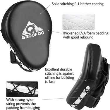 Набір рукавичок для спарингу Groofoo PU з подвійним шаром, чорні. Підходять для боксу, кікбоксингу, MMA, муай-тай, карате, таеквондо. Для дітей та дорослих.