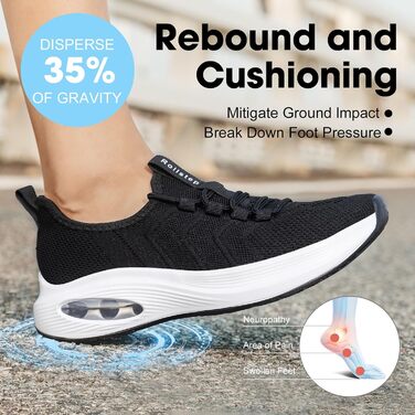 Жіночі кросівки з широкою передньою частиною та надширокою колодкою. Зручні для бігу, тренувань, занять у залі, ходьби. Повітряна амортизація, ультралегкі, дихаючі, з підтримкою склепіння стопи (41 EU, Чорний)