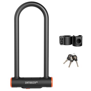 Замок для велосипеда U-подібний з кріпленням, 16 мм, 3 ключі, висока безпека, міцний, для мотоцикла, електровелосипеда, гірського велосипеда, скутера, внутрішні розміри 24,3 x 8,9 см