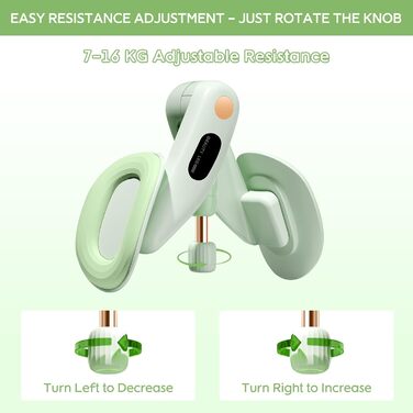 Тренер для впрас для тазового дна для жінок, обладнання для тренування тазового дна, безпечний обертання на 360°, плавне регулювання ваги 7-16 кг, обладнання для фітнесу для дому, зелений, без лічильника