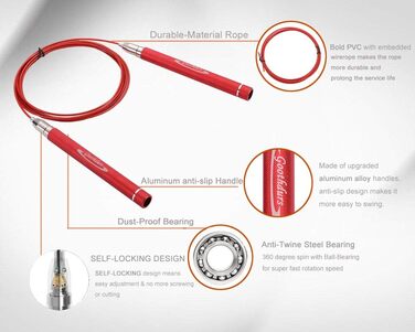 Скакалка Goothdurs Speed Springseil C4-Red: для CrossFit, боксу та MMA (10 ft, для висоти >175 см)