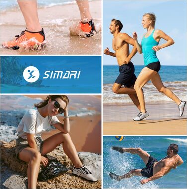 Водні черевики SIMARI WP001 для жінок та чоловіків, швидковисихаючі, для плавання, дайвінгу, серфінгу, йоги та відпочинку на природі. Розміри: 42 EU (216 Lila, 209 Gray Stripe)