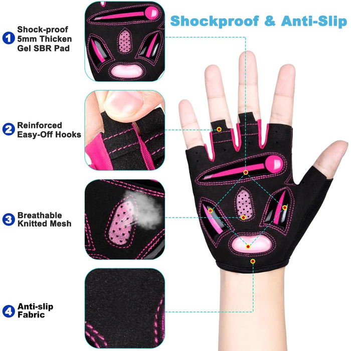Велосипедні рукавички з відкритими пальцями, дихаючі, антиковзні, амортизуючі, короткі, літні, MTB, для чоловіків та жінок, S, рожеві