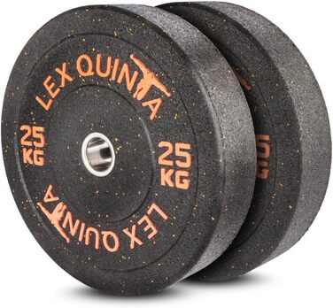 Lex Quinta Blaster Plate – гумові бамперні диски 50 мм, 5–25 кг, помаранчеві вкраплення, шумопоглинаючі, гранульований каучук