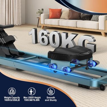 VOWVIT Весловий тренажер для дому з водним опором, складаний, Bluetooth-дисплей, регульований тримач для планшета, вантажопідйомність 160 кг, 2 роки гарантії