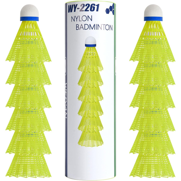 Флінтронік Бадмінтонні м'ячі, нейлонові, 12 шт. - для тренувань та гри в приміщенні та на вулиці