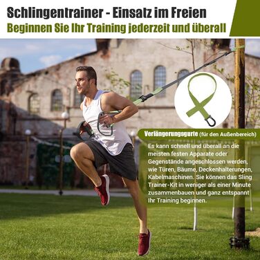 Шкіряний тренажер для всього тіла Schlingentrainer (Green) з великим ручним кріпленням для дверей, сумка, інструкція для домашнього спортзалу