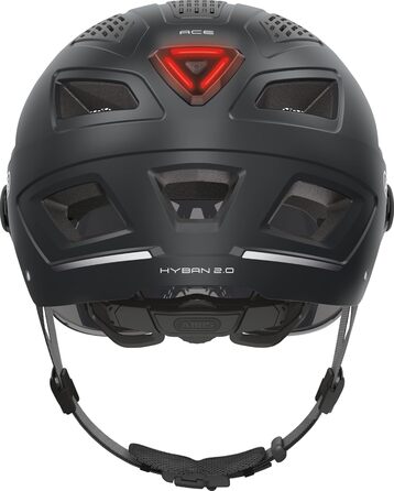 Велосипедний шолом ABUS Hyban 2.0 ACE з візором, підсвіткою та ABS-оболонкою, для дорослих XL (58-63 см), чорний
