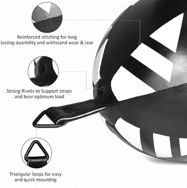 Набір боксерського м'яча AQF Boxen: боксерська груша, м'яч для швидкості, шкіряний, для тренувань, чорний/білий
