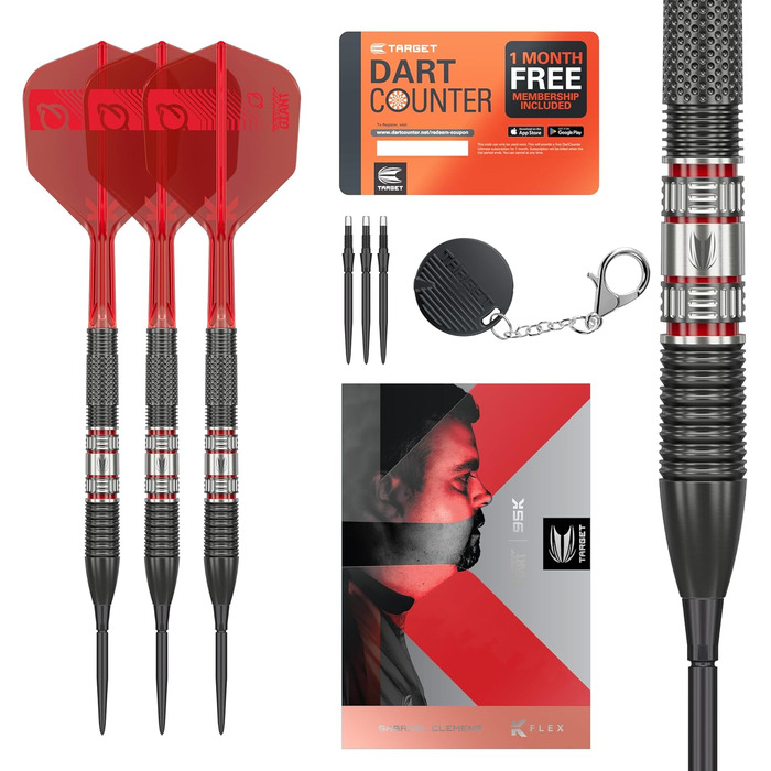 Дротики Target Darts Gabriel Clemens 95K Swiss Point, 95% вольфраму, K-Flex, 21/22/23 г, професійний набір