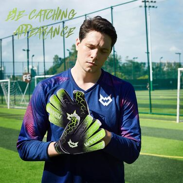 Воротарські рукавички WVVOU для дітей та дорослих, дитячі та юніорські, з технологією Fingersave, для тренувань та ігор, чорні