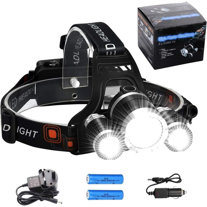 LED налобний ліхтар, 2 шт., перезаряжається, 230° широкий кут, 3 LED, датчик світла, водонепроникний, легкий. Ідеально для бігу, риболовлі та інших активностей. Білий світловий потік *2 (білий).