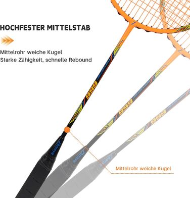 Ракетка для бадмінтону Profi 100% карбон, ультралегка, для тренувань та розваг, з сумкою (007Orange)