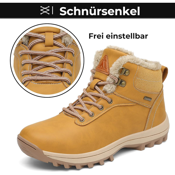 Зимові черевики Mishansha для чоловіків та жінок. Теплі, з підкладкою, зимові чоботи для активного відпочинку на відкритому повітрі. Розміри 36-48 EU (45 EU, жовтий)