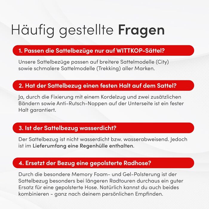 Подушка на сидіння велосипеда WITTKOP з гелевою подушкою та піною з пам'яті I Ергономічний велосипедний чохол для жінок та чоловіків з 3-зонною системою I Зручний велосипедний сидіння для Peloton та велосипедного сидіння (CITY)