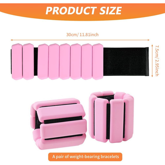 Набір манжет для ніг та зап'ясть з регулюванням ваги, 2 шт (0,45 кг) для фітнесу, йоги, пілатесу та кардіо