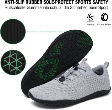 Geweo Взуття для пішохідної ходьби без шкарпеток: зручні кросівки для жінок та чоловіків з широкою передньою частиною, легкі спортивні кросівки для фітнесу, джогінгу, трейлу, хандрі, подорожей. Zero-Drop підошва, унісекс, розміри 37-47 EU (45 EU широка, с