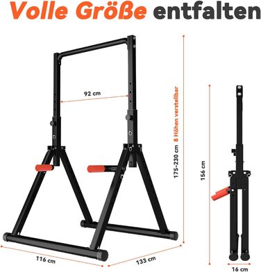 Спортивний турнік Klimmzugstange Freistehend Power Tower Dip Station, регульований, чорний