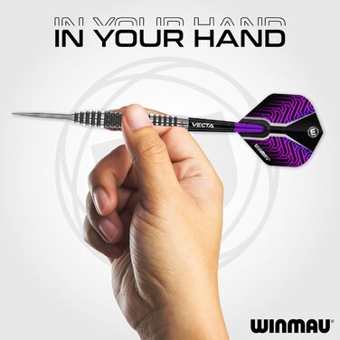Професійний набір дротиків WINMAU Kairos 90% вольфрам, сталевий наконечник, з оперенням і стрижнями, вага 21-26 г