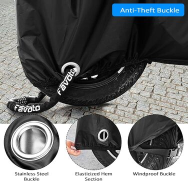 Захисний чохол для мотоцикла з поліестеру 190T, водонепроникний, UV-захист, 245x105x125 см