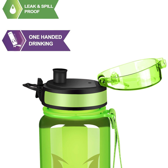 Фляга для води Super Sparrow - Tritan, 350/500/750/1000 мл, без BPA - спортивна, для фітнесу, велосипеда, універу, відпочинку (750 мл, глянцевий зелений)