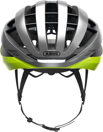 Велошолом ABUS Aventor Quin з датчиком аварій та SOS-сповіщенням, для дорослих, розмір L (57-61 см), жовтий/сріблястий, для шосейного велосипеда