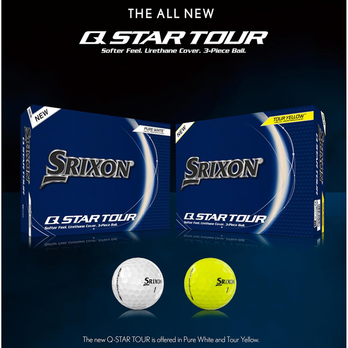 Гольф-м'ячі Srixon Q-Star Tour 5 2024 для дорослих, м'які, зі спіном, 12 шт. (4 коробки по 3) – аксесуари та подарунки для гольфу