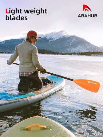 SUP весло Abahub 2-в-1 для сап- і каяк-дошки, алюмінієве, регульоване, 172-213 см, пластикове лезо, помаранчеве
