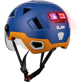 Розумний велосипедний шолом ILM для жінок і чоловіків з візором, LED підсвіткою, гальмівним сигналом, датчиком світла та функцією нахилу голови для активації повороту