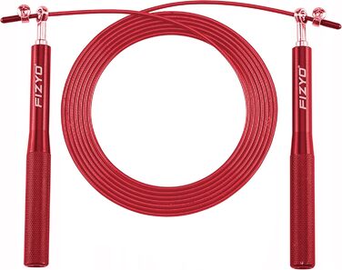 Скакалка Fizyo зі сталі, для швидкого стрибкування, регульований до 330 см, для фітнесу та тренувань (Червоний)