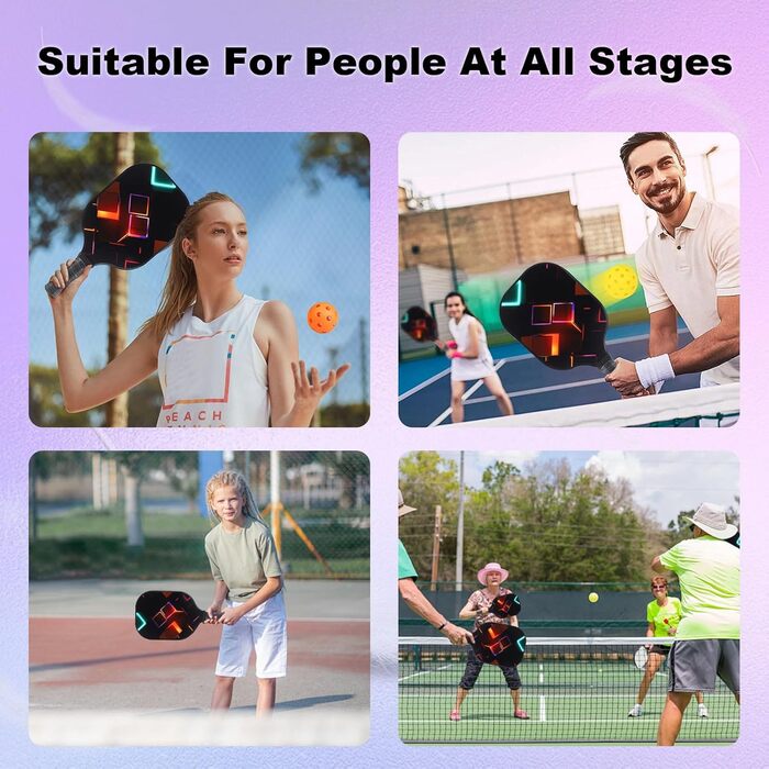 Набір для піклболу CISSIYOG: 4 ракетки, м'ячики, сумка, фібергласова поверхня, для початківців (внутрішні/зовнішні м'ячики)